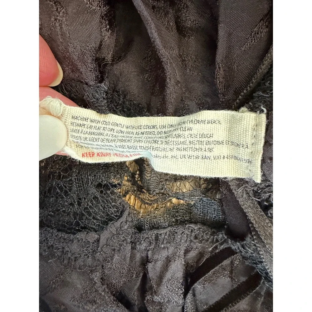 Free People Intimately Lace Babydoll Tank Women S Black Boho Tiered Fairy Gothic